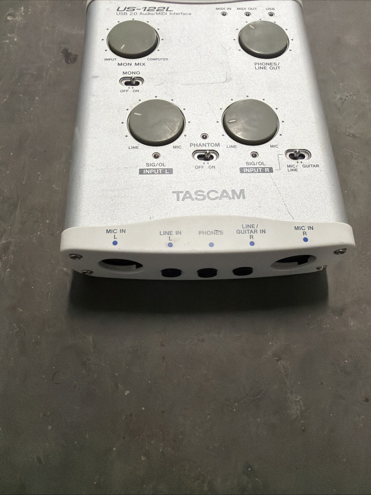 Tascam US-122L USB 2.0 Audio/MIDI Interface External Sound Card 4 Aux Mic Guitar