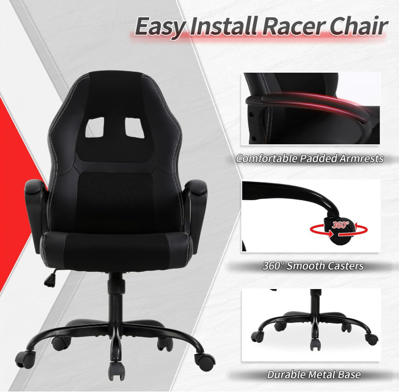 sillas de oficina negro de escritorio silla gamer con ruedas para gaming Regalo