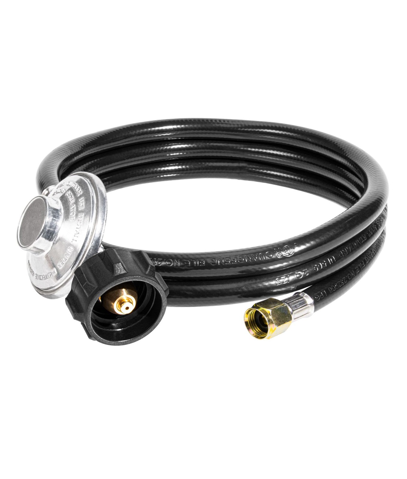 DPB 6Ft Propane Regulator Hose with 3/8" Female Flare NUT, 6Ft, Black Rubber