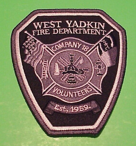 WEST YADKIN  NEW YORK  CO. 18  ( SUBDUED SILVER/BLACK ) 4 1/2"  FIRE DEPT. PATCH