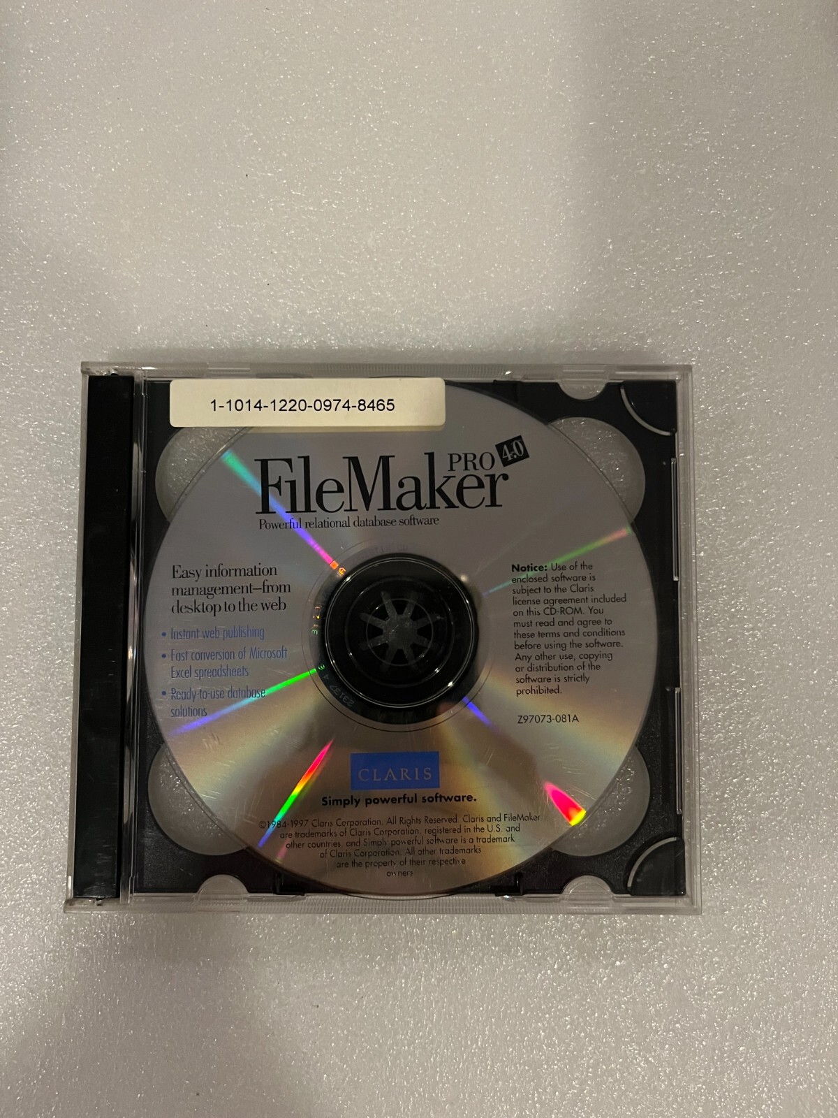 Vintage Claris FileMaker Pro 4.0 CD-ROM for Macintosh