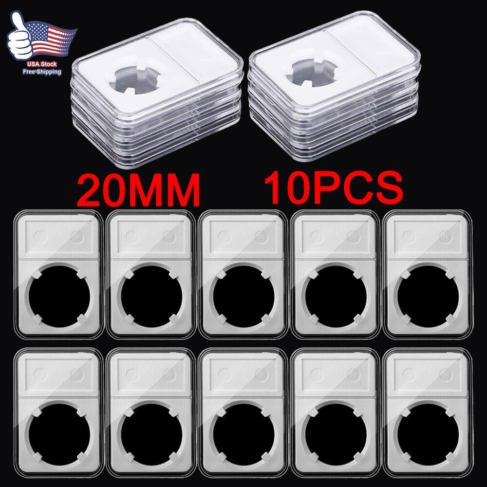 USA STOCK 20mm Coin Slab Holders Display Storage Box Case Stands Set of 10