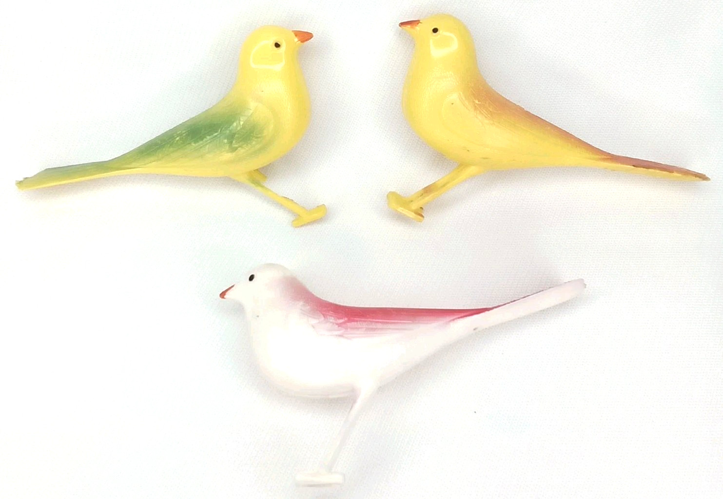 Vintage MCM Plastic Bird Figurine Set Of 3 Cake Toppers 1960s Kitsch