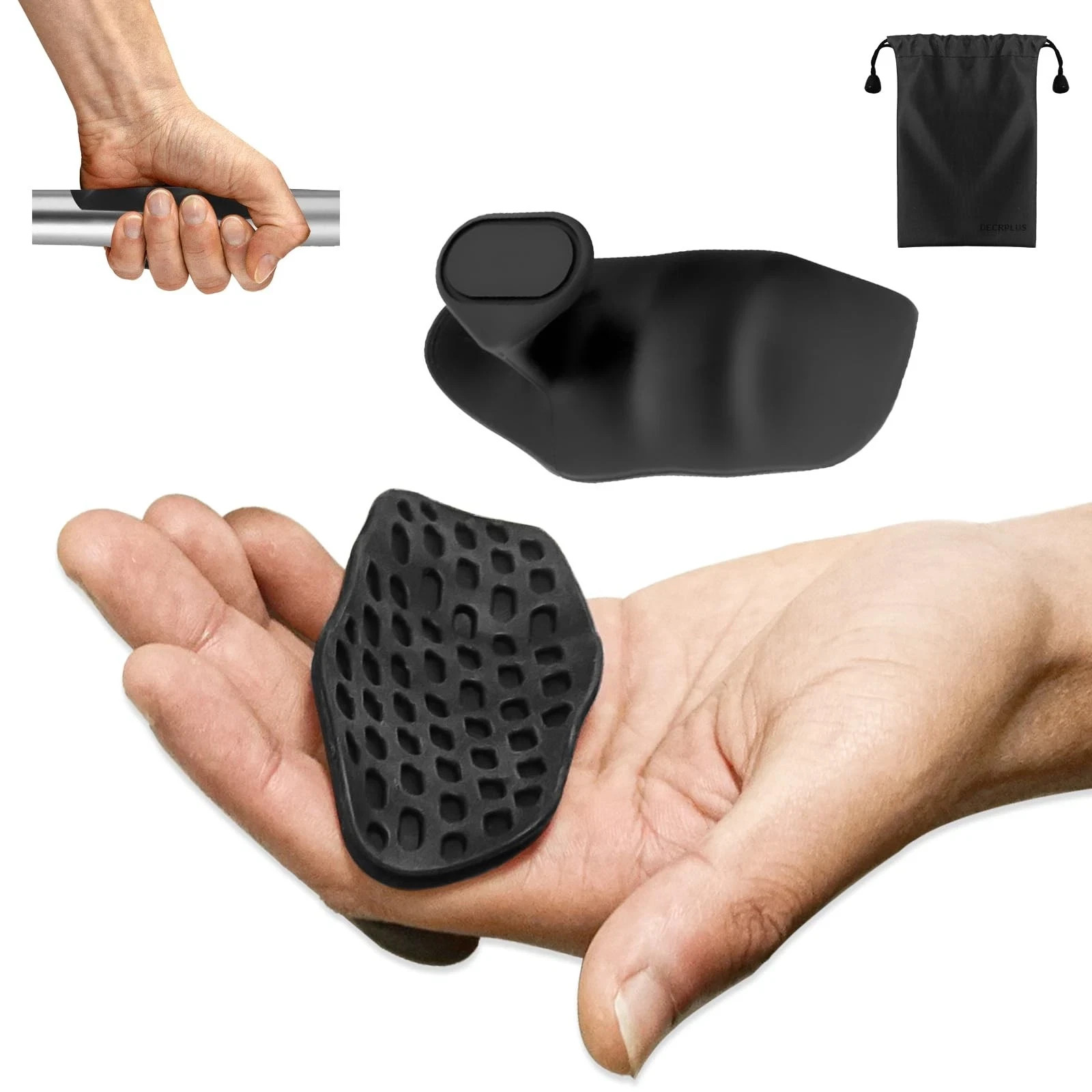 Rypt Grip for Weight Lifting Deadlift Rows-Rubber Anti-Slip Ergonomic Black