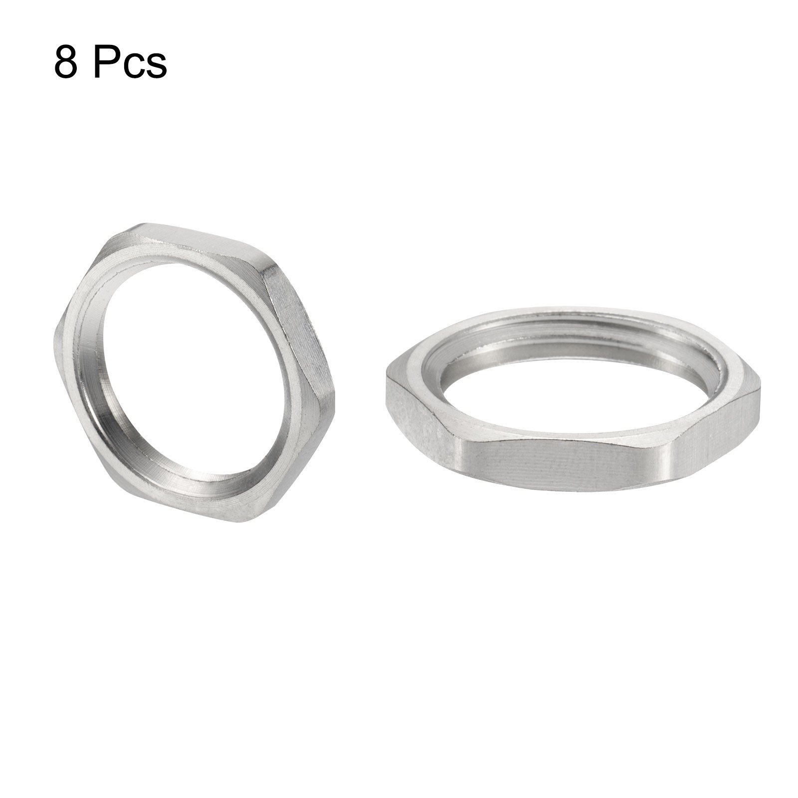 8PCS Cast Pipe Fitting Hex Locknut Nut NPT1/2" Female Thread Silver Tone