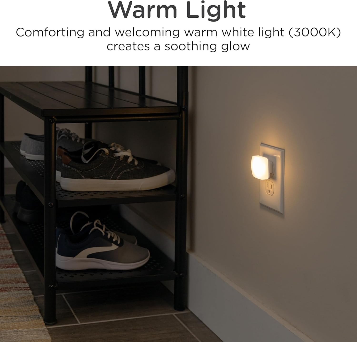 Plug in Night Light with Dusk to Dawn Sensor, 2 Pack | 3000K Warm White Light, C