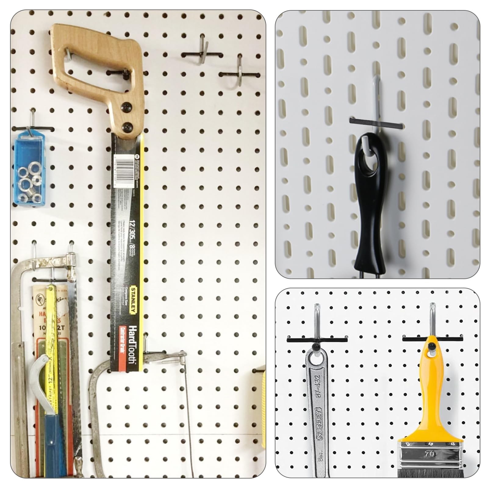 AccEncyc Black Peg Locks Plastic Pegboard Hook 60 Pcs,