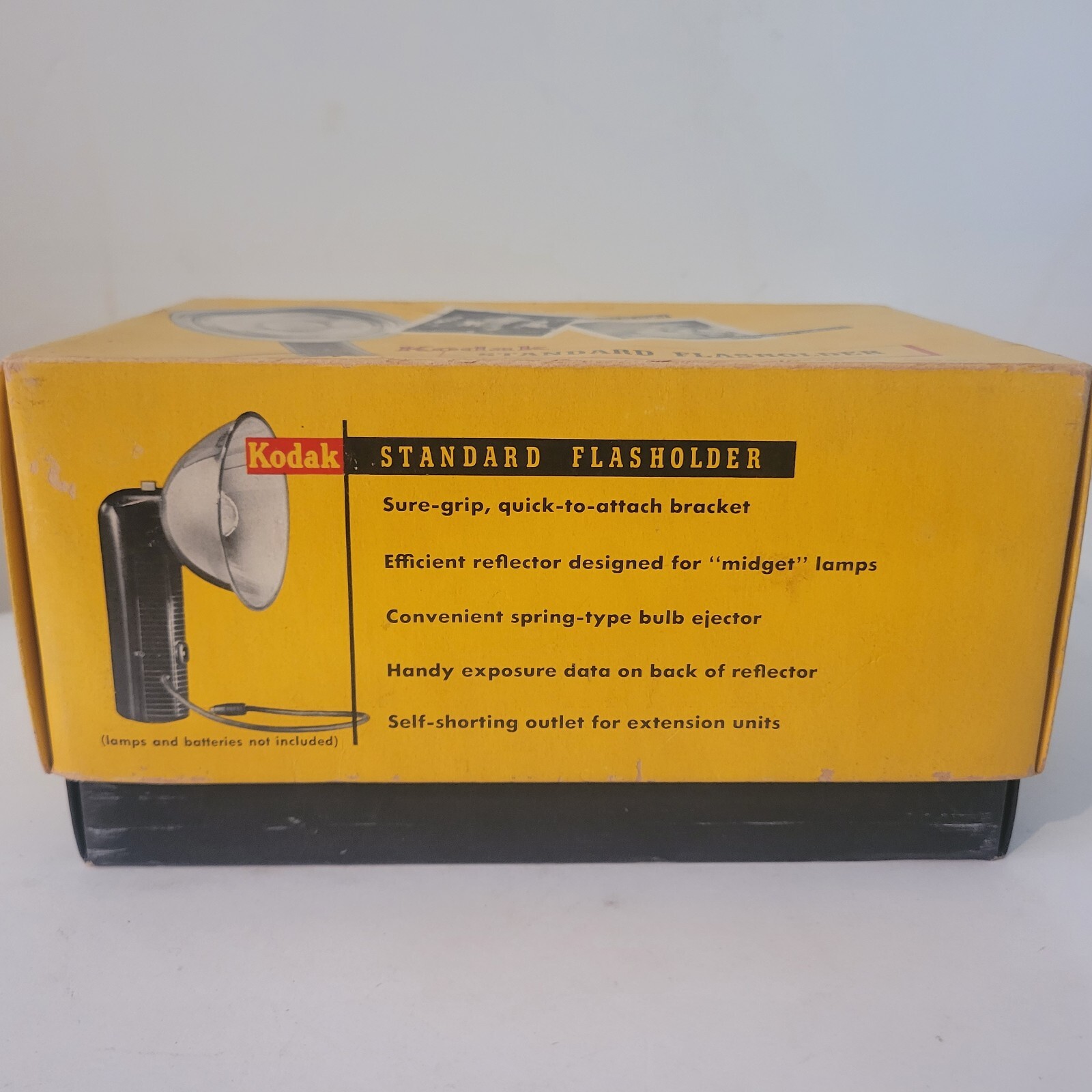 Kodak Standard Flasholder with Box, Bracket, 1-Bulb, Clean + Leather Strap