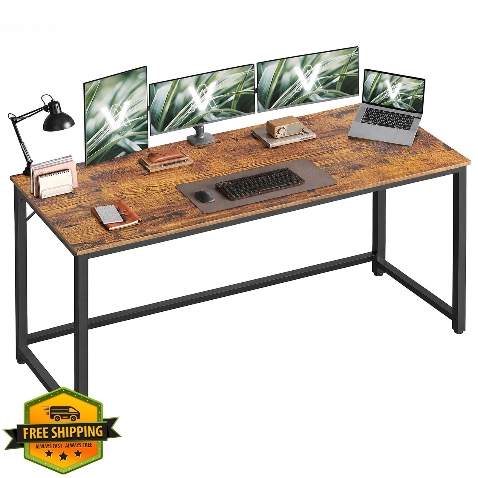 VASAGLE 63" Rustic Brown/Black Computer Desk