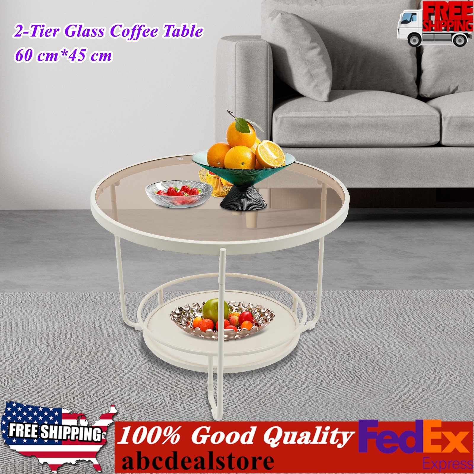 Modern Round 2-Tier Side Table, Coffee Table,tea table for balcony, study room