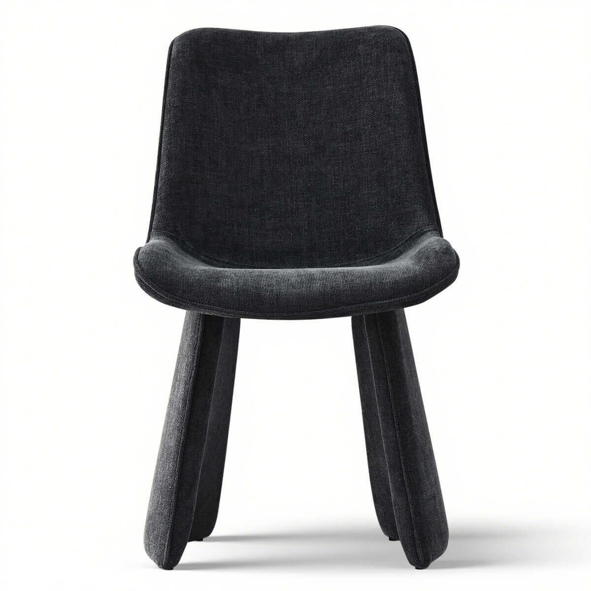 Set of 4 Black Modern Upholstered Dining Chair Chenille Fabric Accent Chair