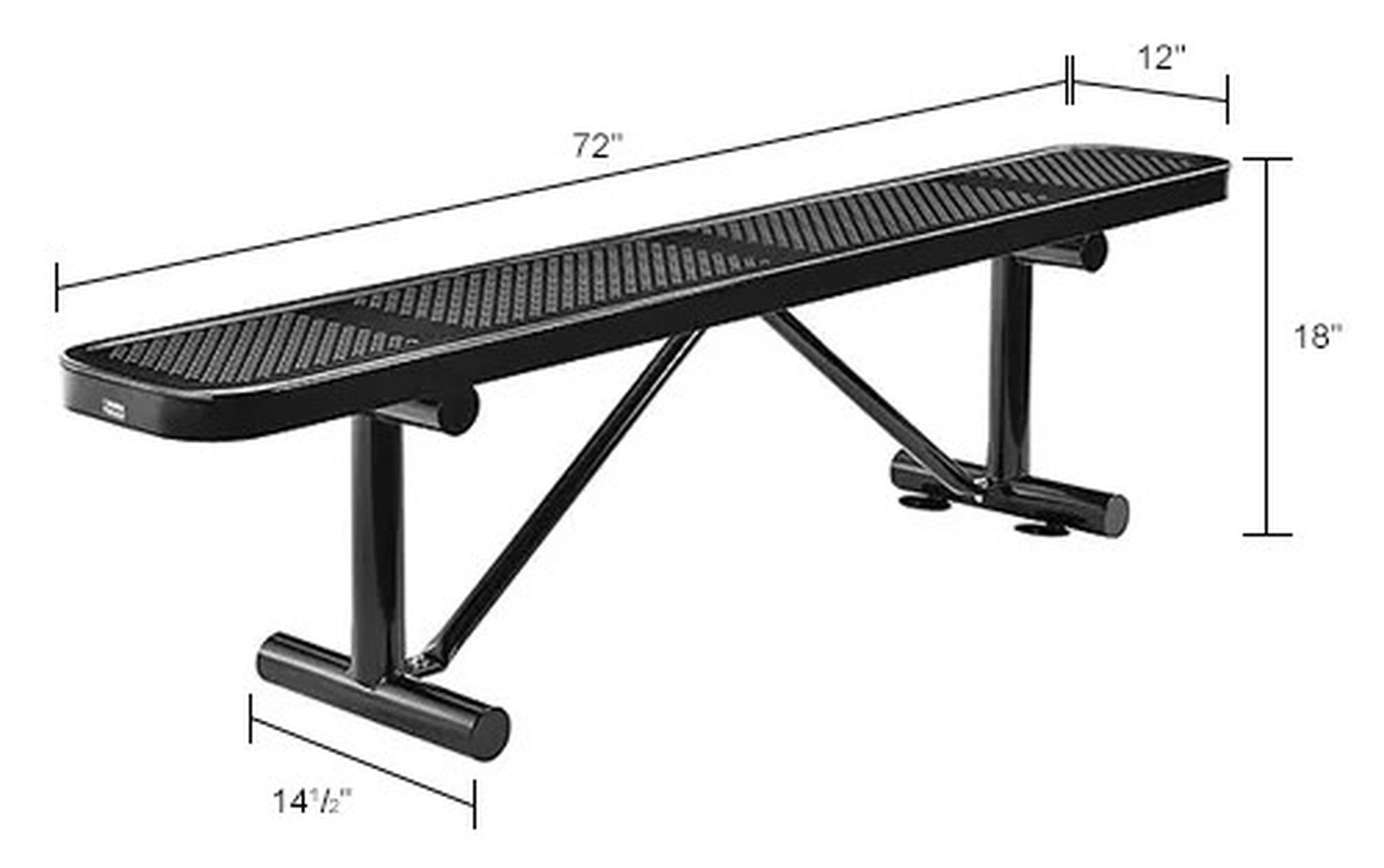 Global Industrial? 6' Outdoor Steel Flat Bench, Perforated Metal, Black