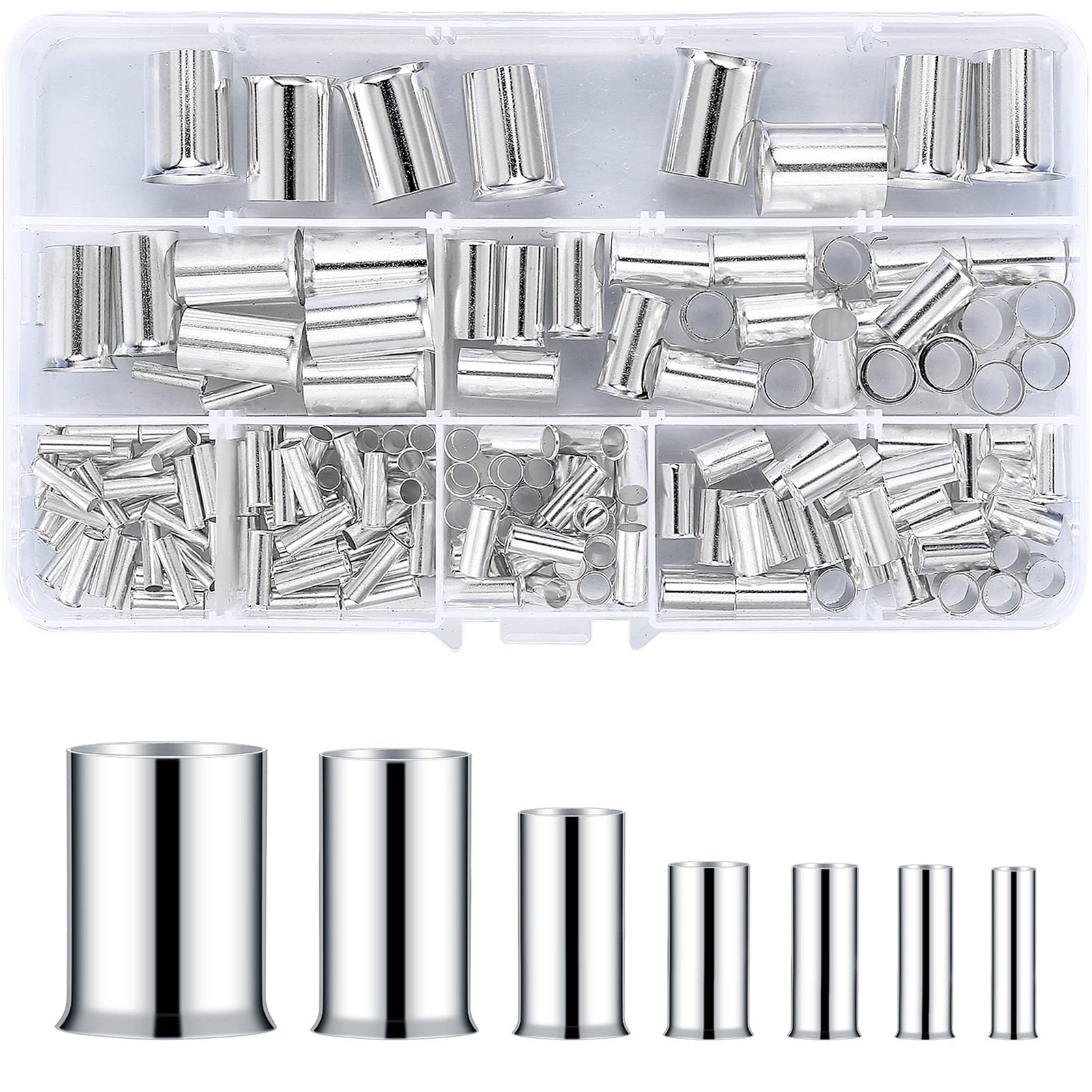 woshilaoDS 180 Pcs Wire Ferrules Kits, Crimp Connector Ferrules, Silver