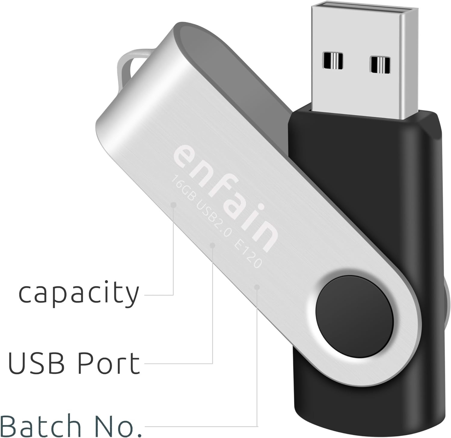 10-Pack Enfain 16GB USB 2.0 Swivel Flash Drives