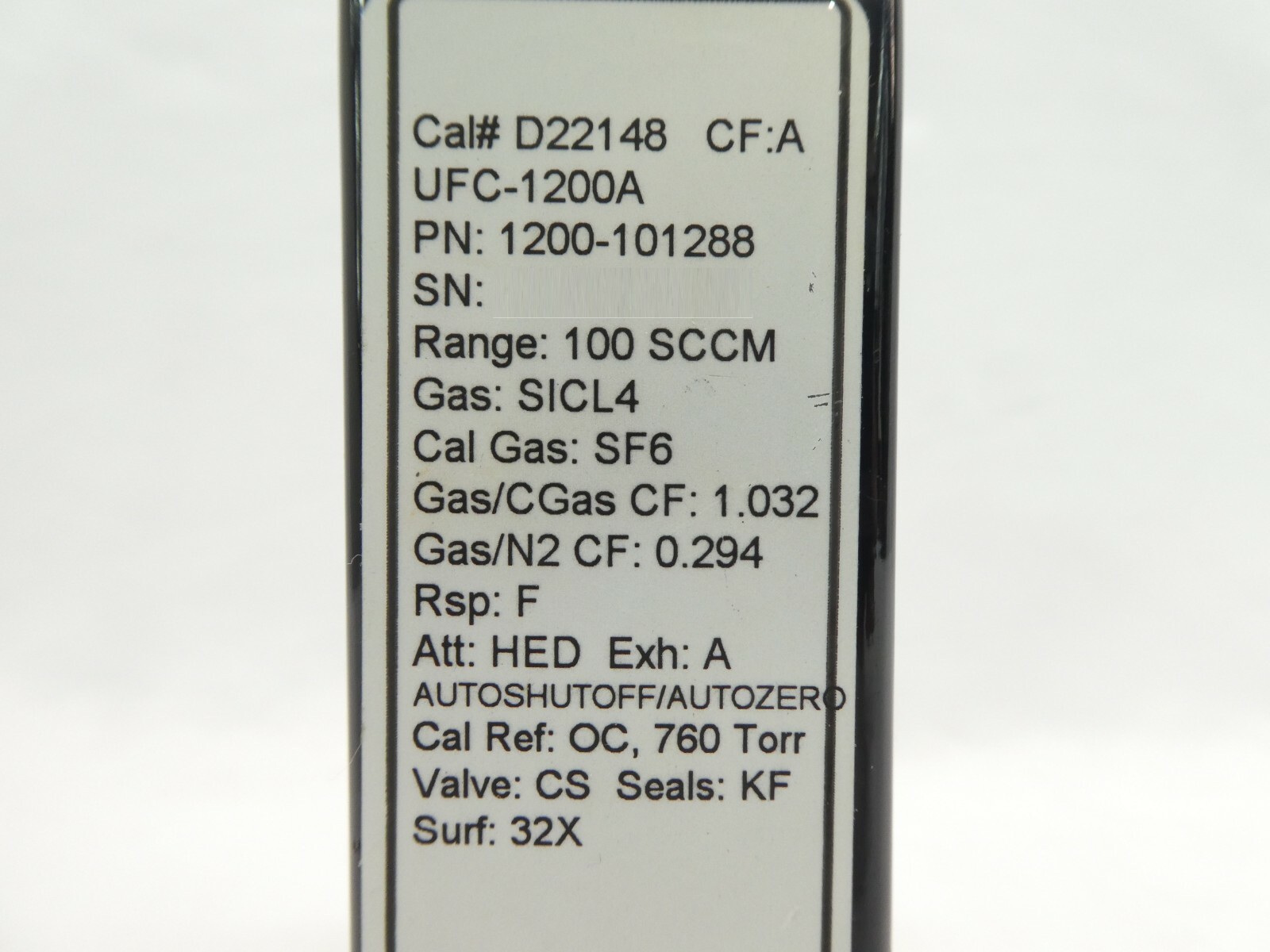 UNIT Instruments 1200-101288 Mass Flow Controller MFC UFC-1200A 100 SCCM SiCl4