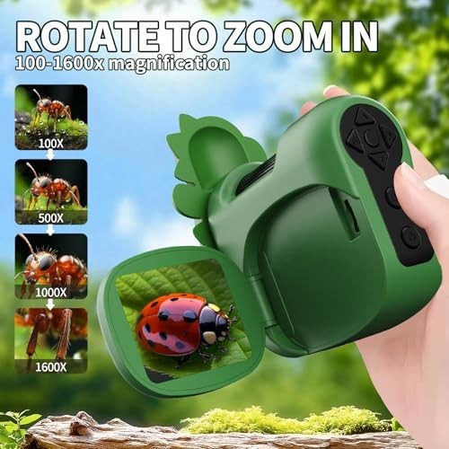 1600X Handheld Microscope for Kids 2" IPS Screen Kit Mini Pocket Digital...