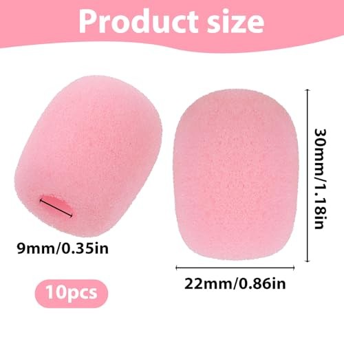 10 Pcs Pink Microphone Windscreen Covers Foam High Density Headset Mic Foam