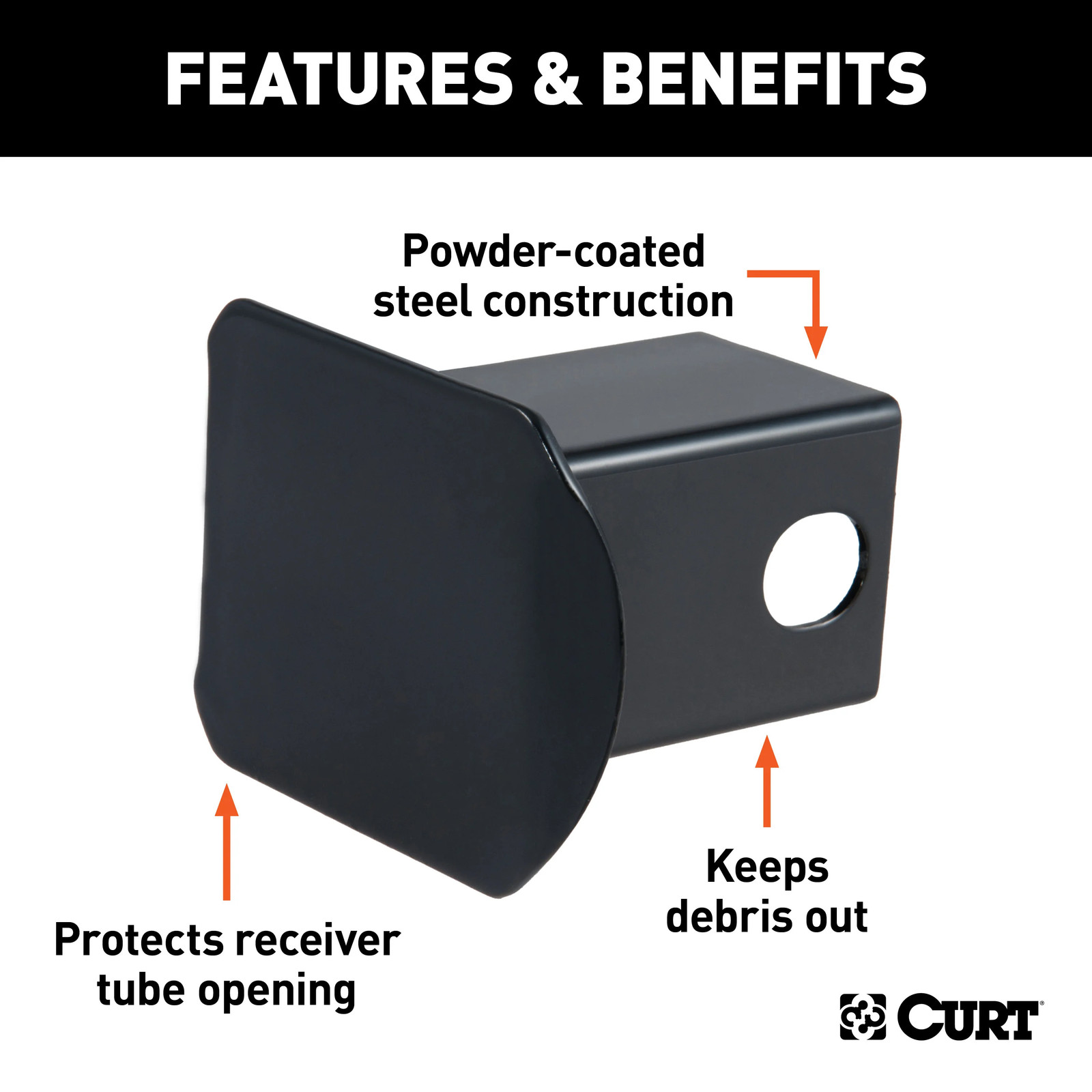 Curt 2" Black Steel Hitch Tube Cover (Packaged)