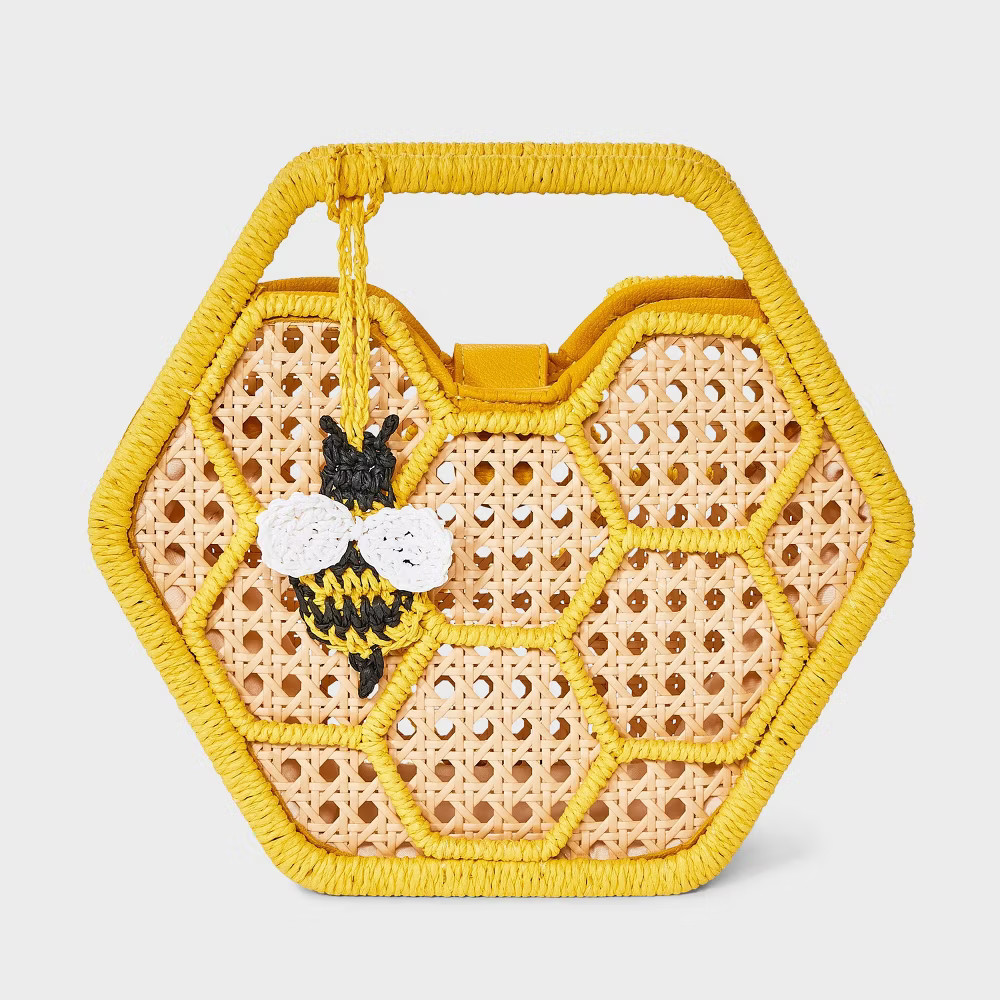 Straw Caning Honey Comb Clutch - A New Day Natural