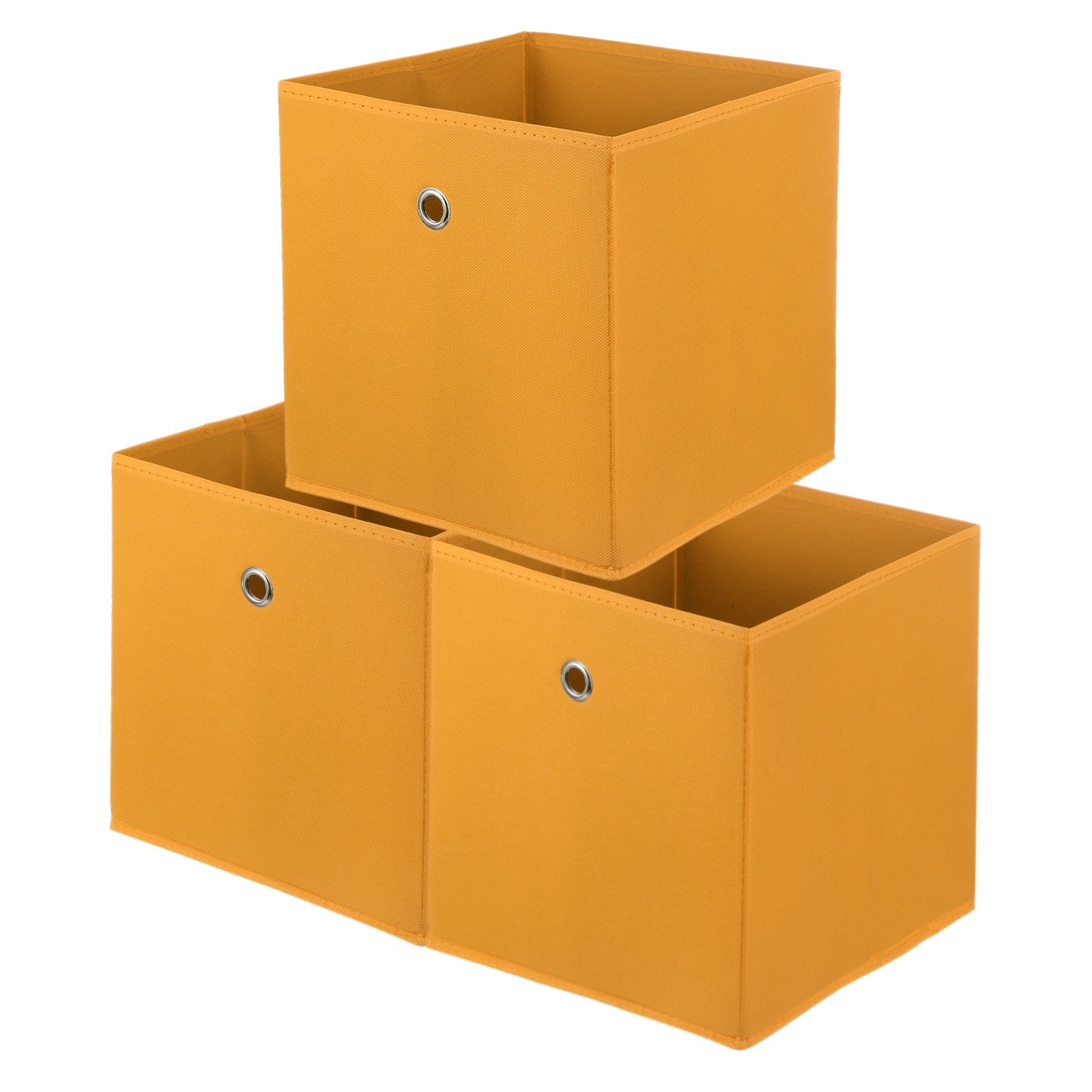 3 Pack Storage Cubes, 12 x 12 x 12 Inch Foldable Fabric Storage Bins, Orange