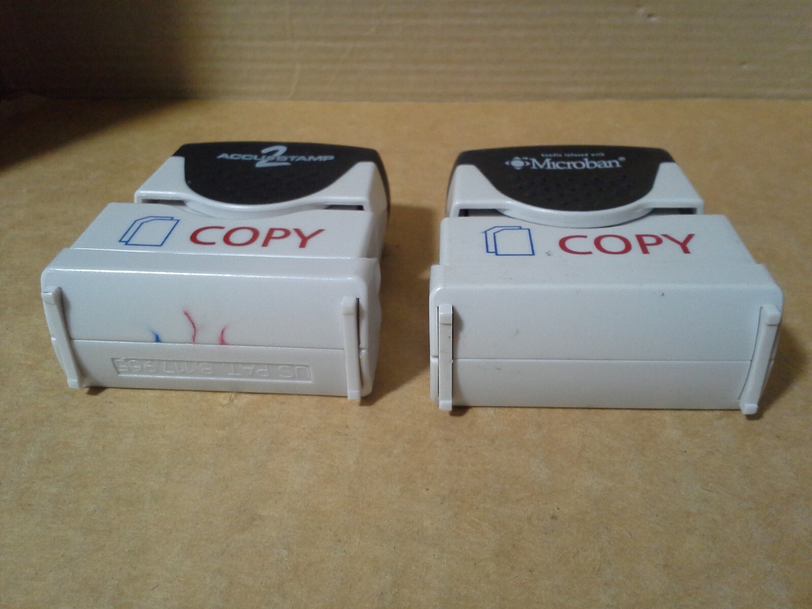 2PC. Accustamp2 Shutter Message Stamp Copy Red/Blue . Working. Both Needs ink