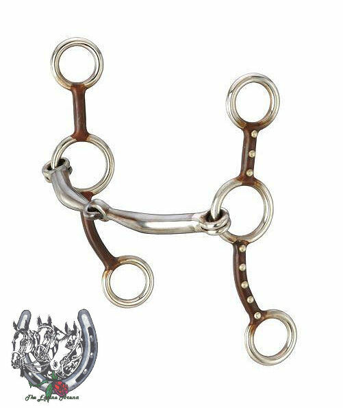 JR Cowhorse Snaffle Bit - Brown Iron and Silver - 5" Mouth - 6" Cheek