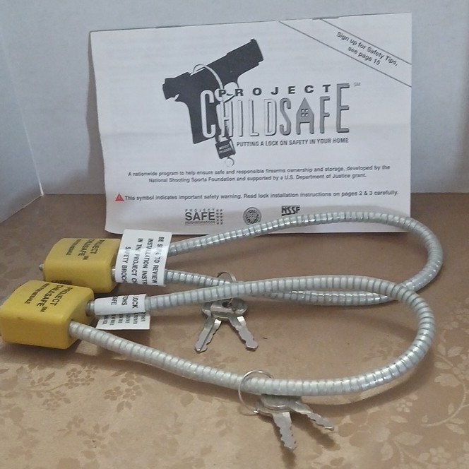 Project ChildSafe Steel Cable Gun Locks Yellow Silver 2 Pack 4 Keys Security