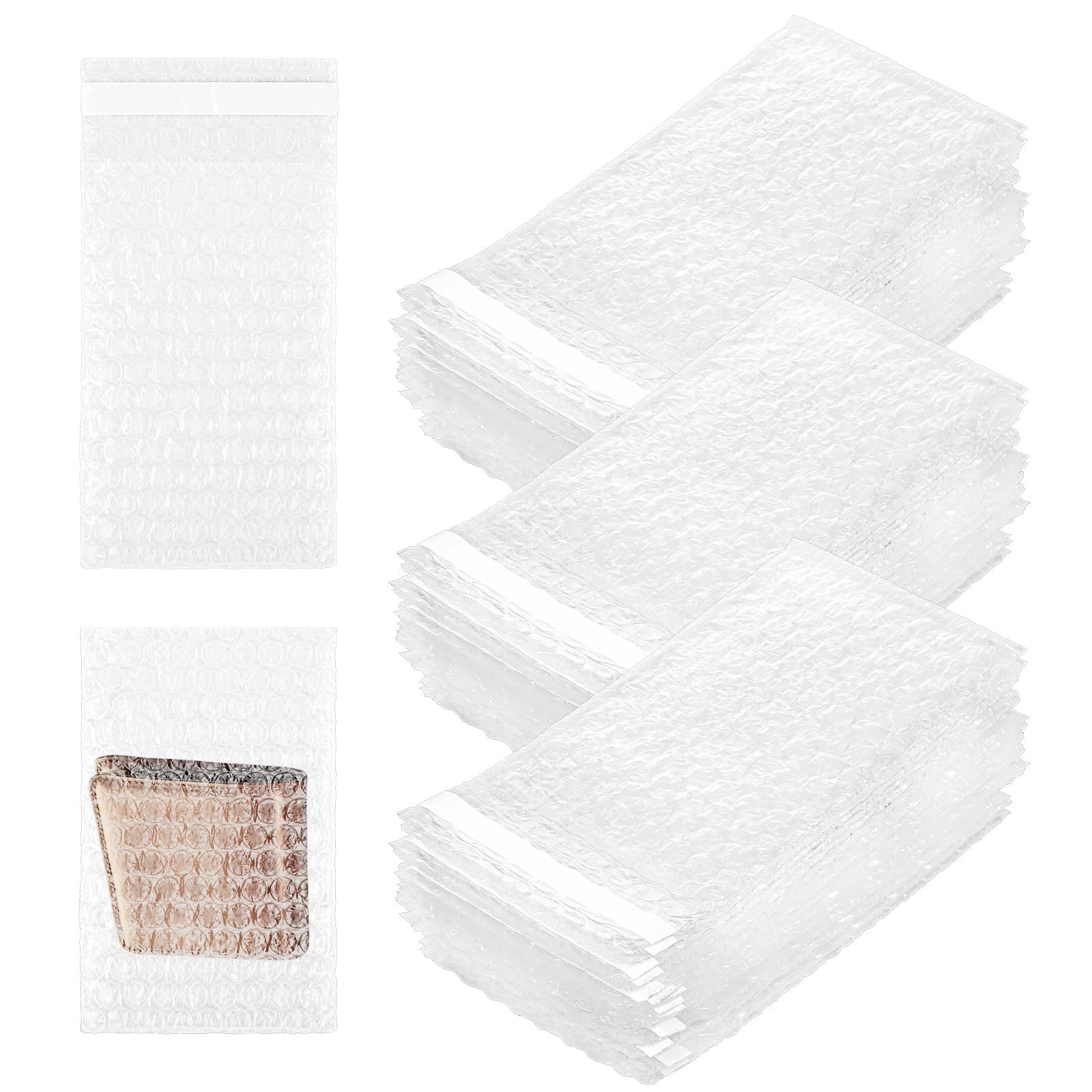 300 Pack Clear Self-Seal Bubble Wrap Pouches 4x6 Inch Protective Bags