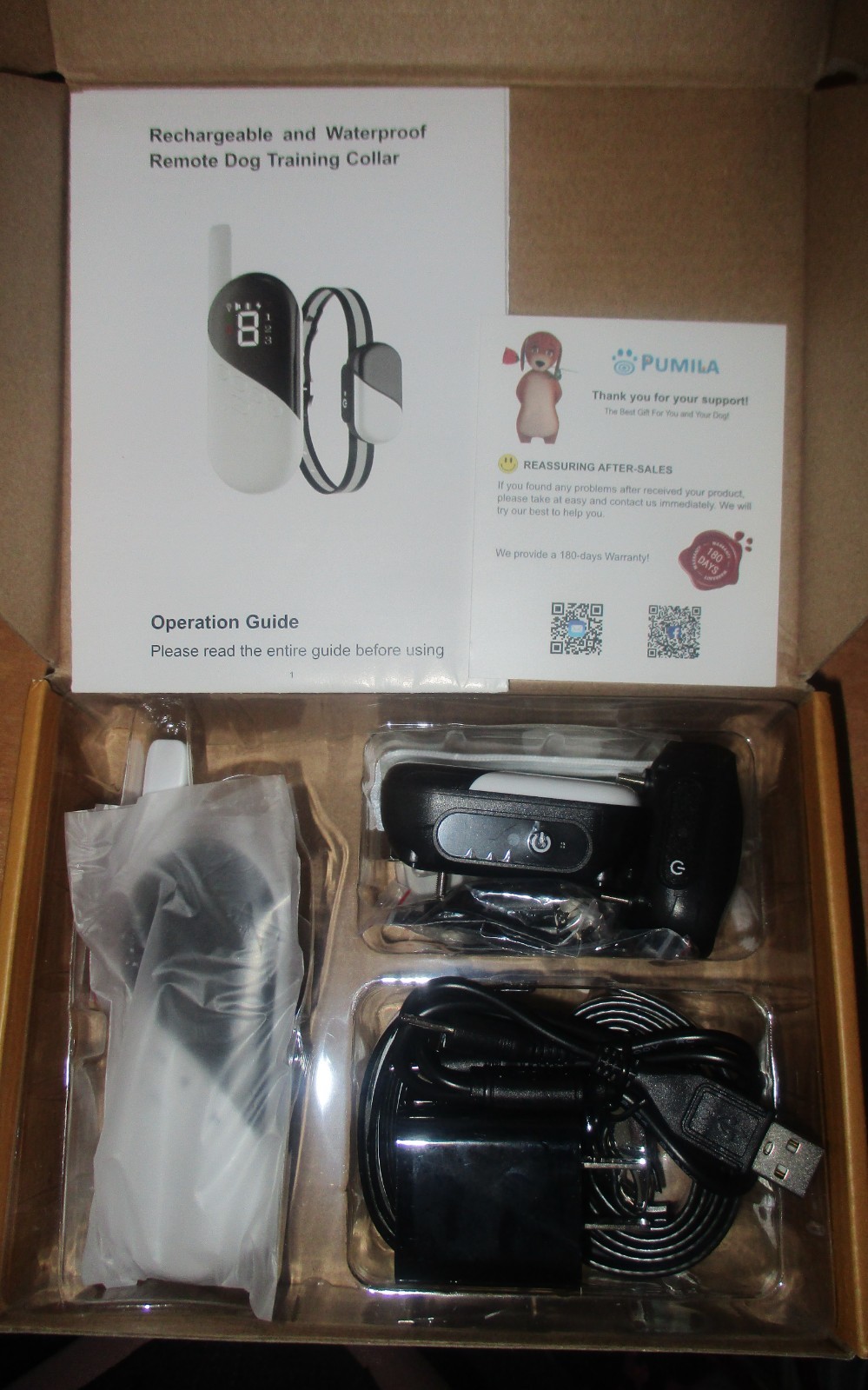 NIB Pumila rechargeable waterproof remote dog training collar safe comfortable