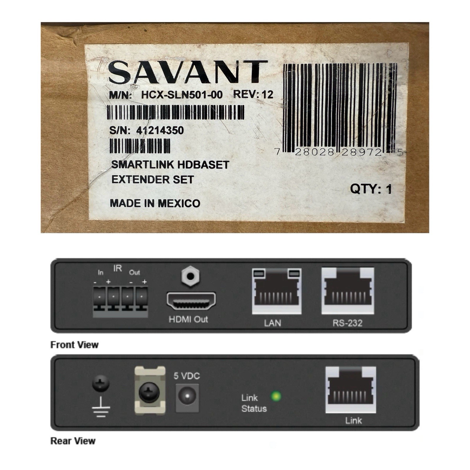 Savant® SmartLink HDBaseT™ Extender SetModel #: HCX-SLN501-00 REV:12 NEW SEALED!