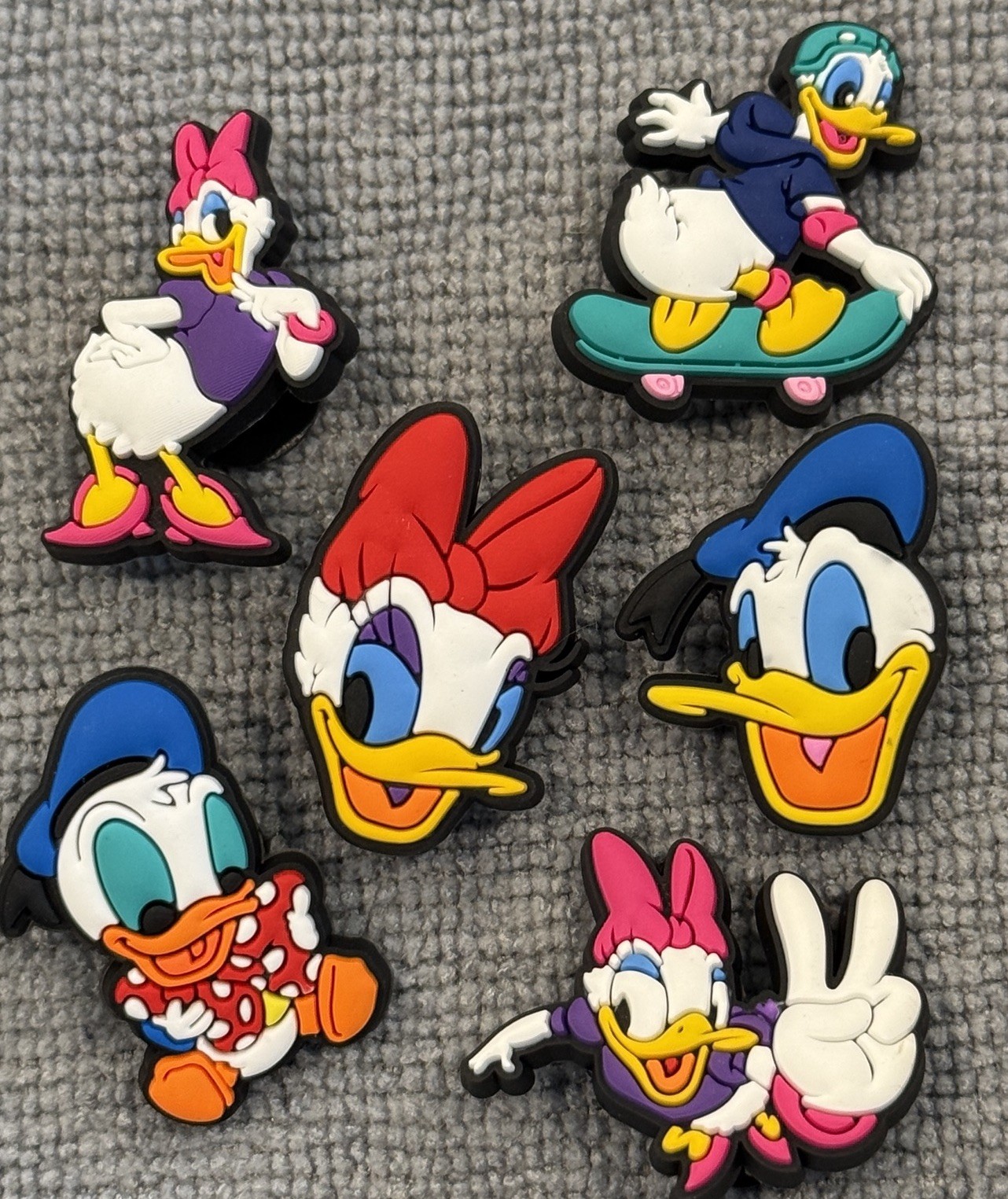 6pc Daisy Donald Mickey Mouse SHOE CHARMS For Clogs Zip Bags Disneyland Charm