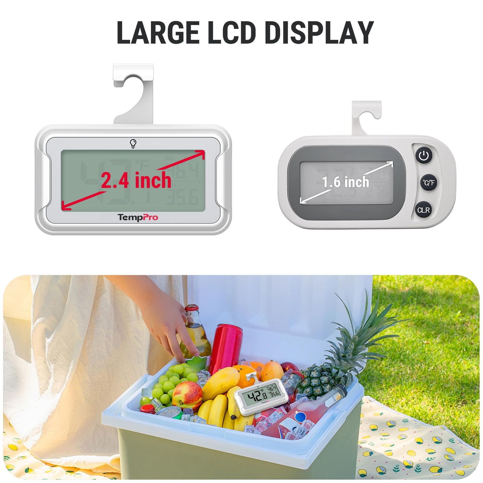 Digital Refrigerator Thermometer 4 Pack Backlit LCD Waterproof Freezer Fridge