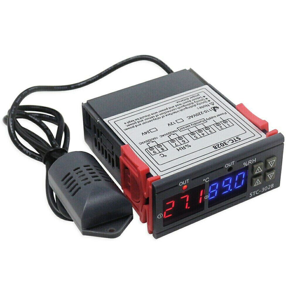 Digital STC-3028 AC 110-220V Dual LCD Temperature Humidity Controller Thermostat