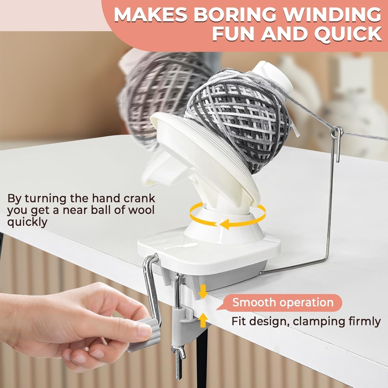 Durable ABS Plastic Yarn Ball Winder - 3.5 Oz Capacity, Grey, Lightweight Design
