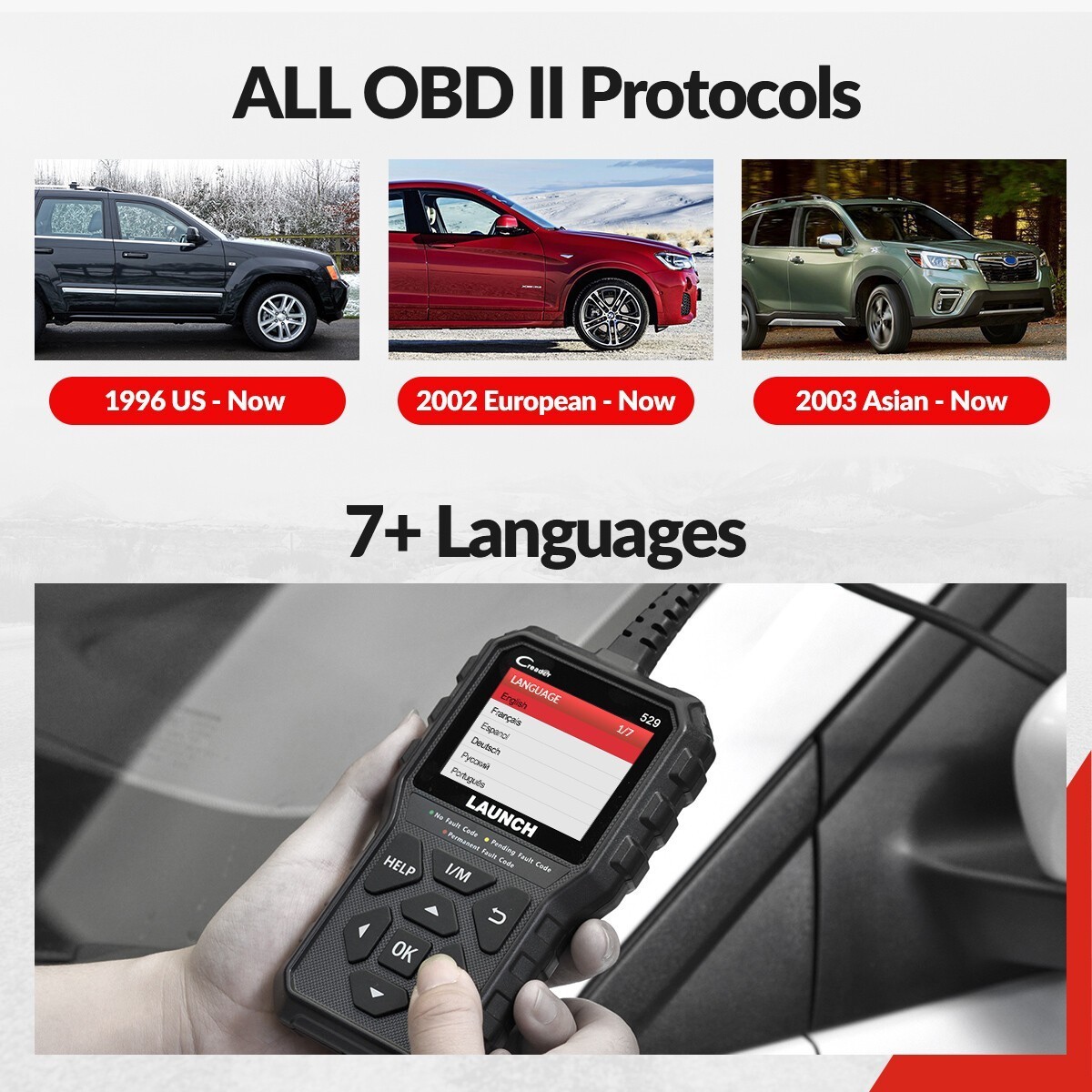 LAUNCH OBD2 Scanner Code Reader Automotive Scan Tool Engine Check Car Diagnostic