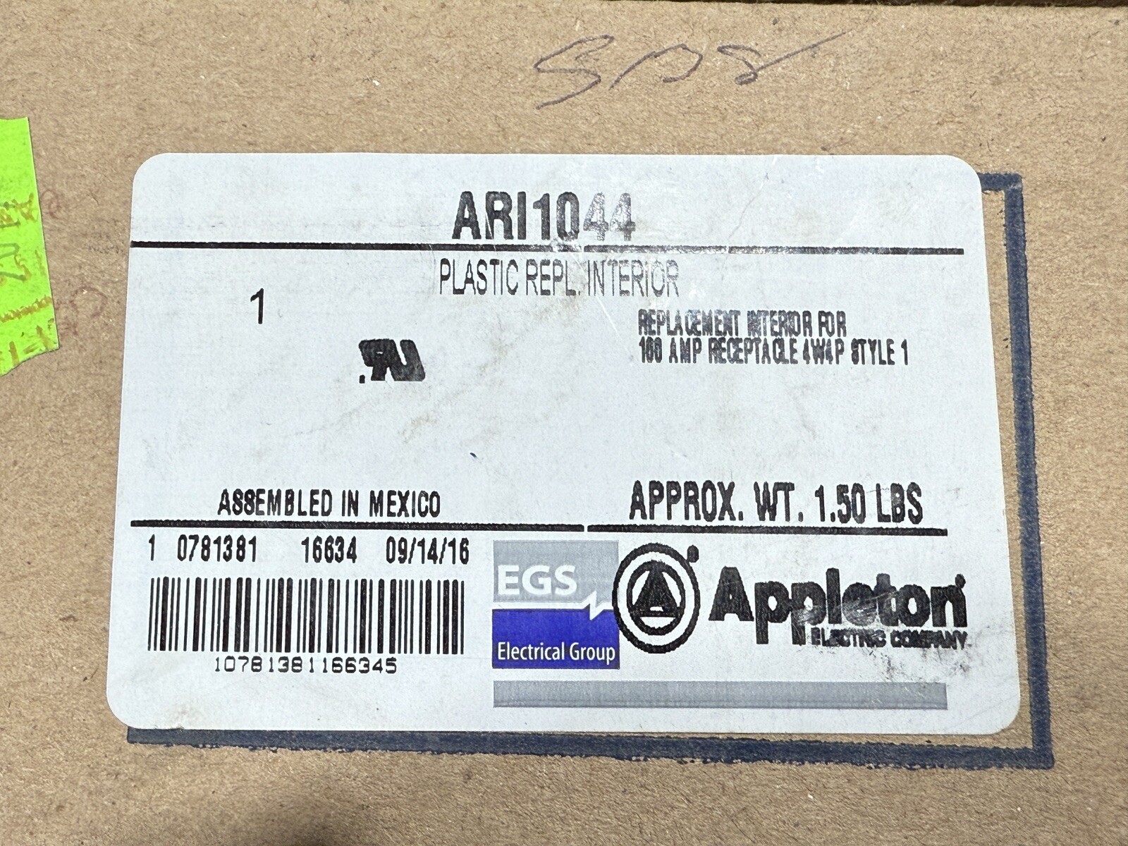 APPLETON ARI1044 100A 4W4P POWERTITE RCPT INTERIOR Replacement Kit