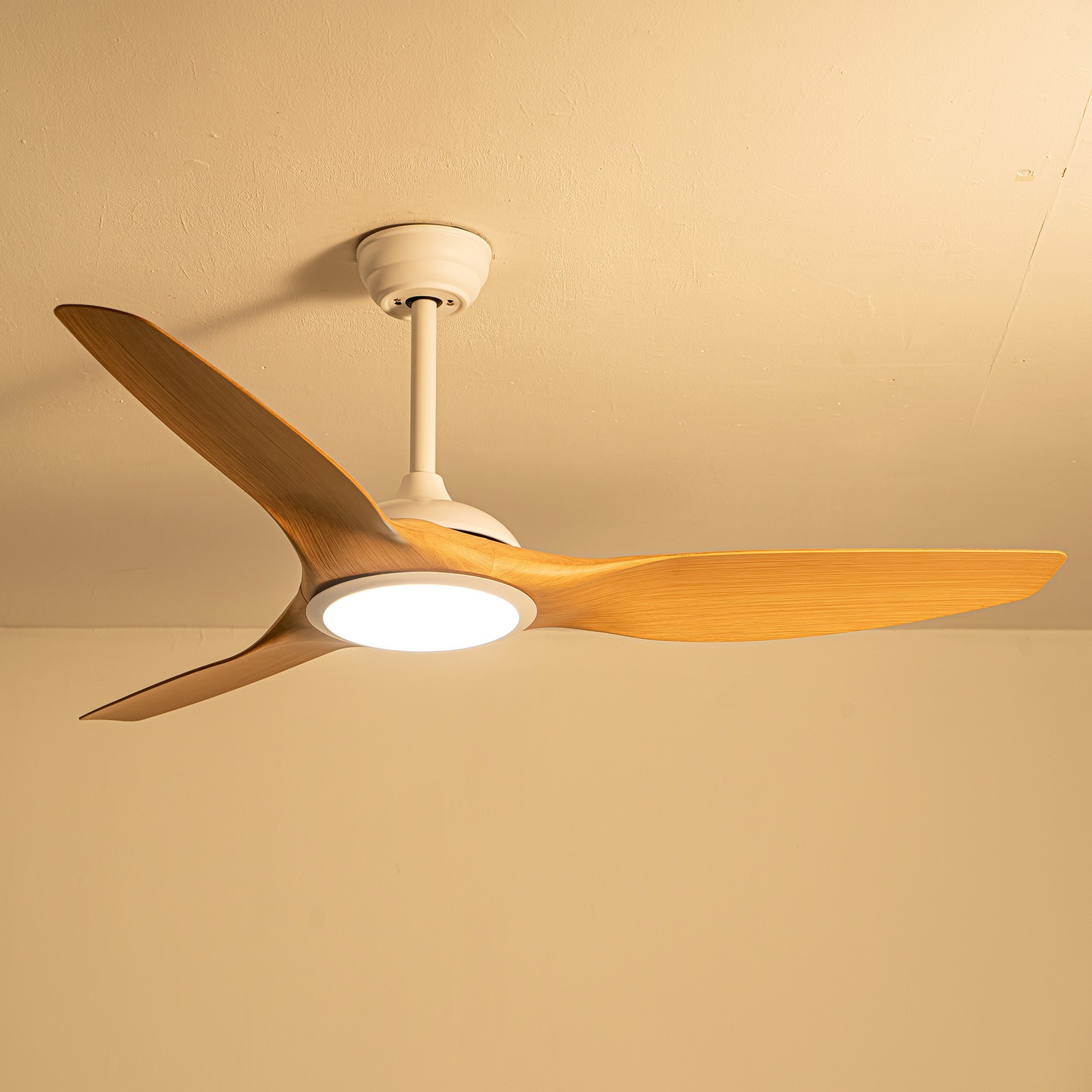 52 Inch ABS Blades Ceiling Fan With Light Kit ( LED Light Source),DC 6 Speed