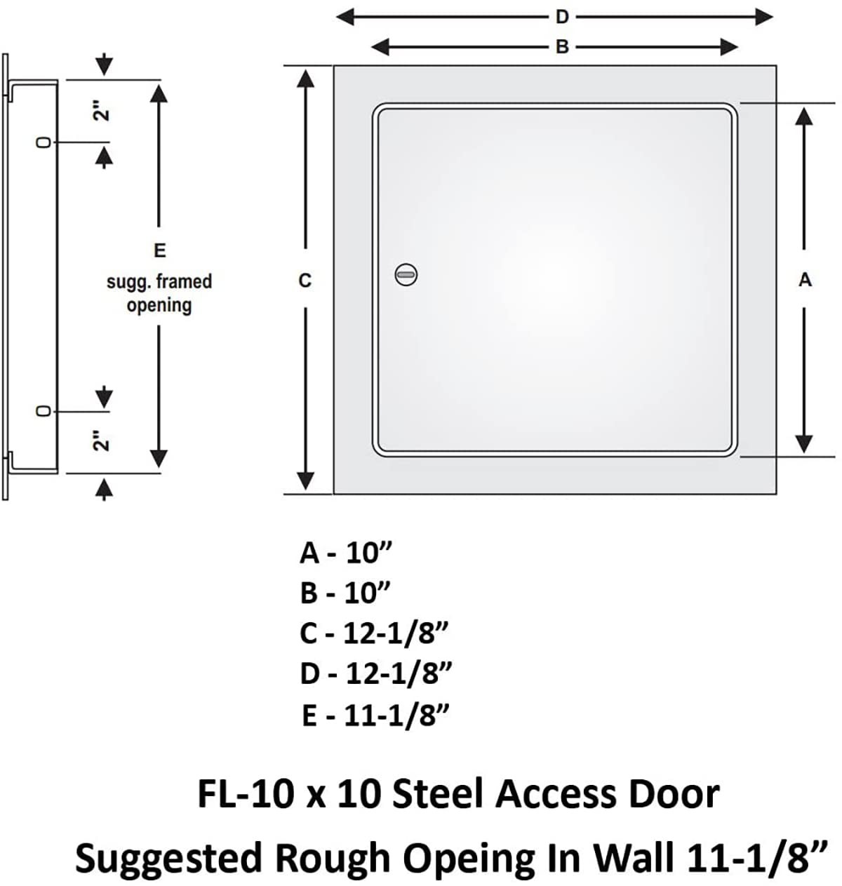 Premier by Dynasty Hardware 10x10 Universal Steel Flush Access Panel Door wit...