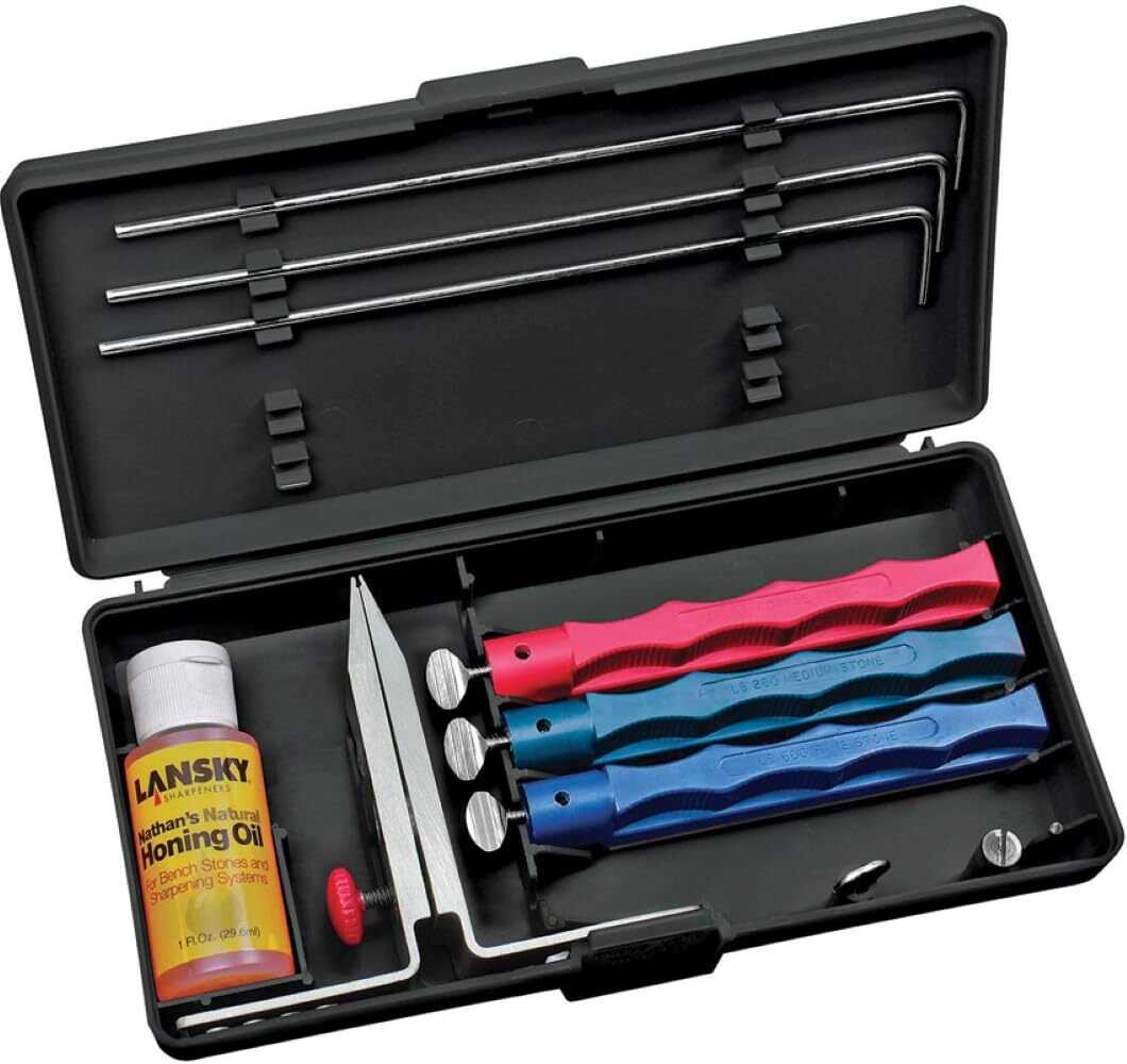 3-Stone Ceramic Knife Sharpening System with Honing Oil for Precision Blade Care