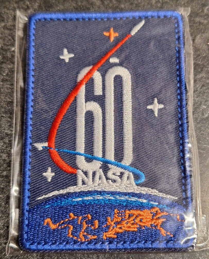 NASA Space Patch 60 Years - Hook & Loop Embroidered 3.5" x 2.5" - NEW