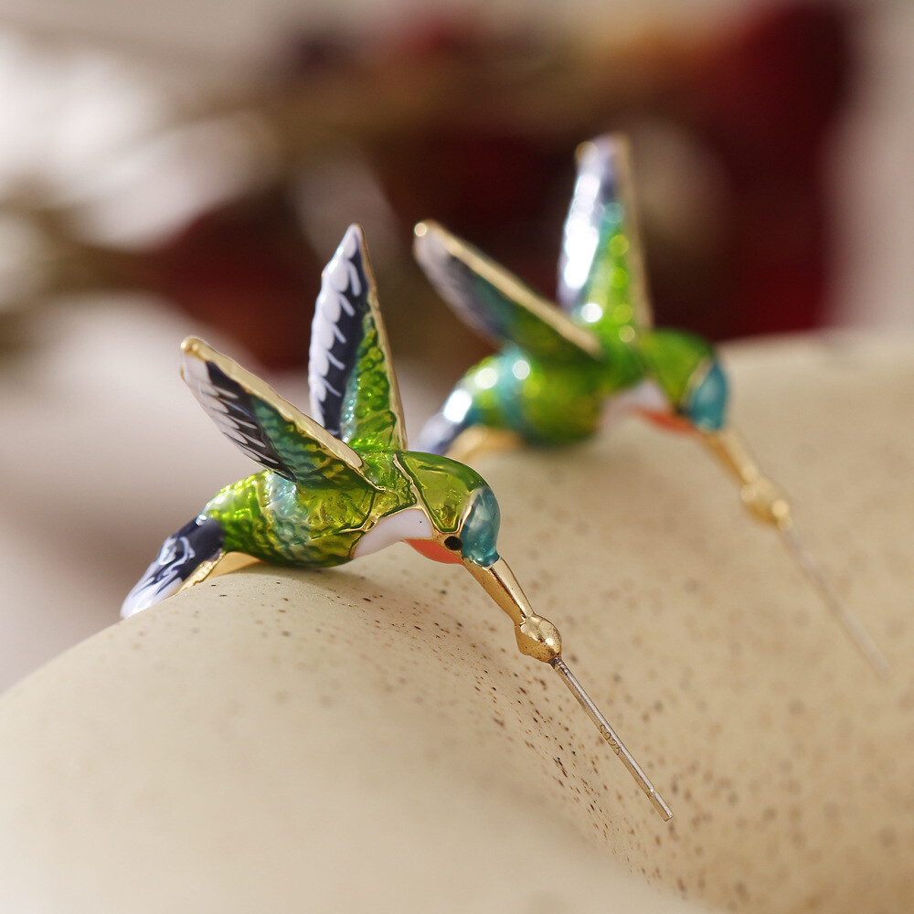 Cute Hummingbird Shaped Oil Drop Earrings Women's Earrings Jewelry Fashion