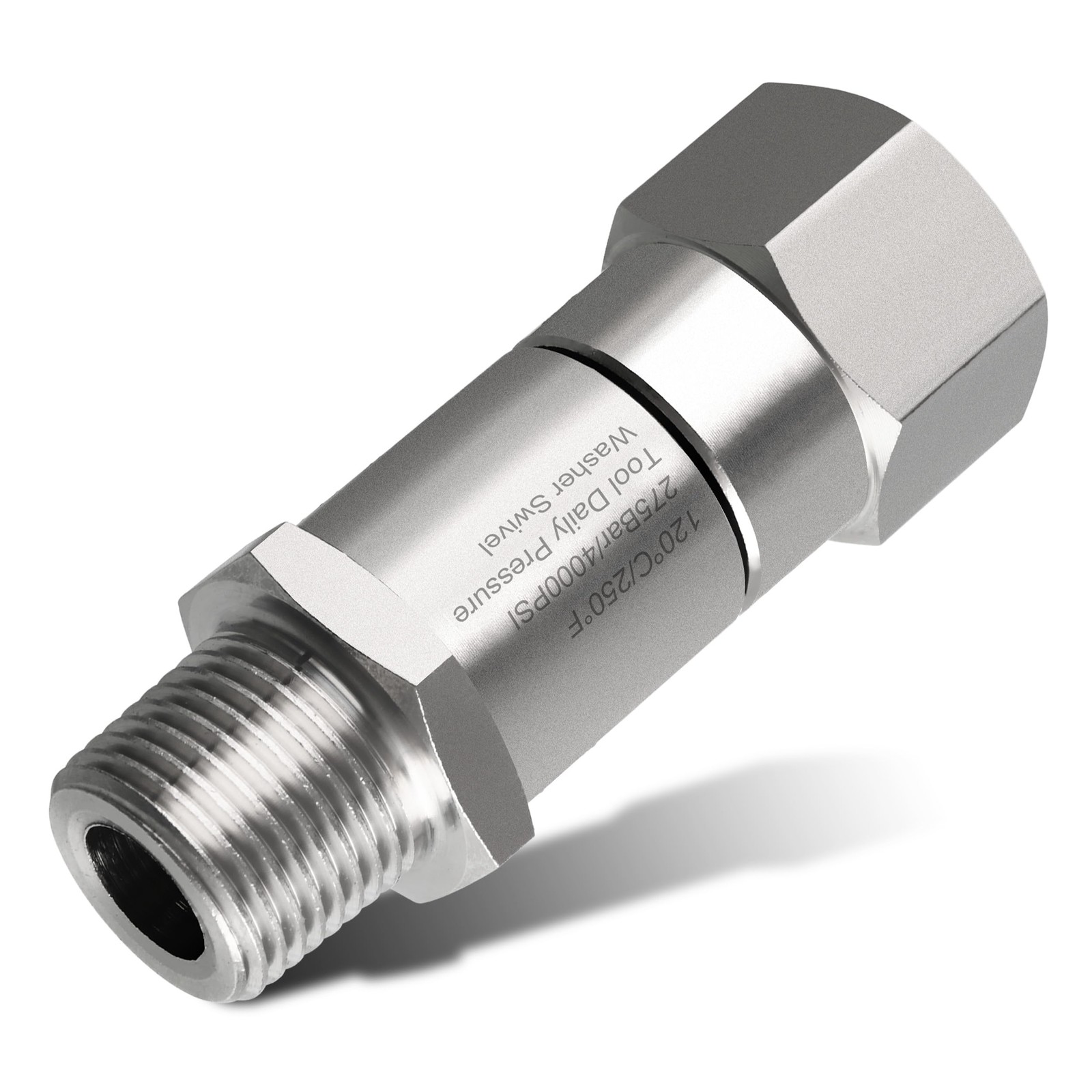 Pressure Washer Swivel 3/8 Inch NPTM Male Thread 4000 PSI Stainless Steel