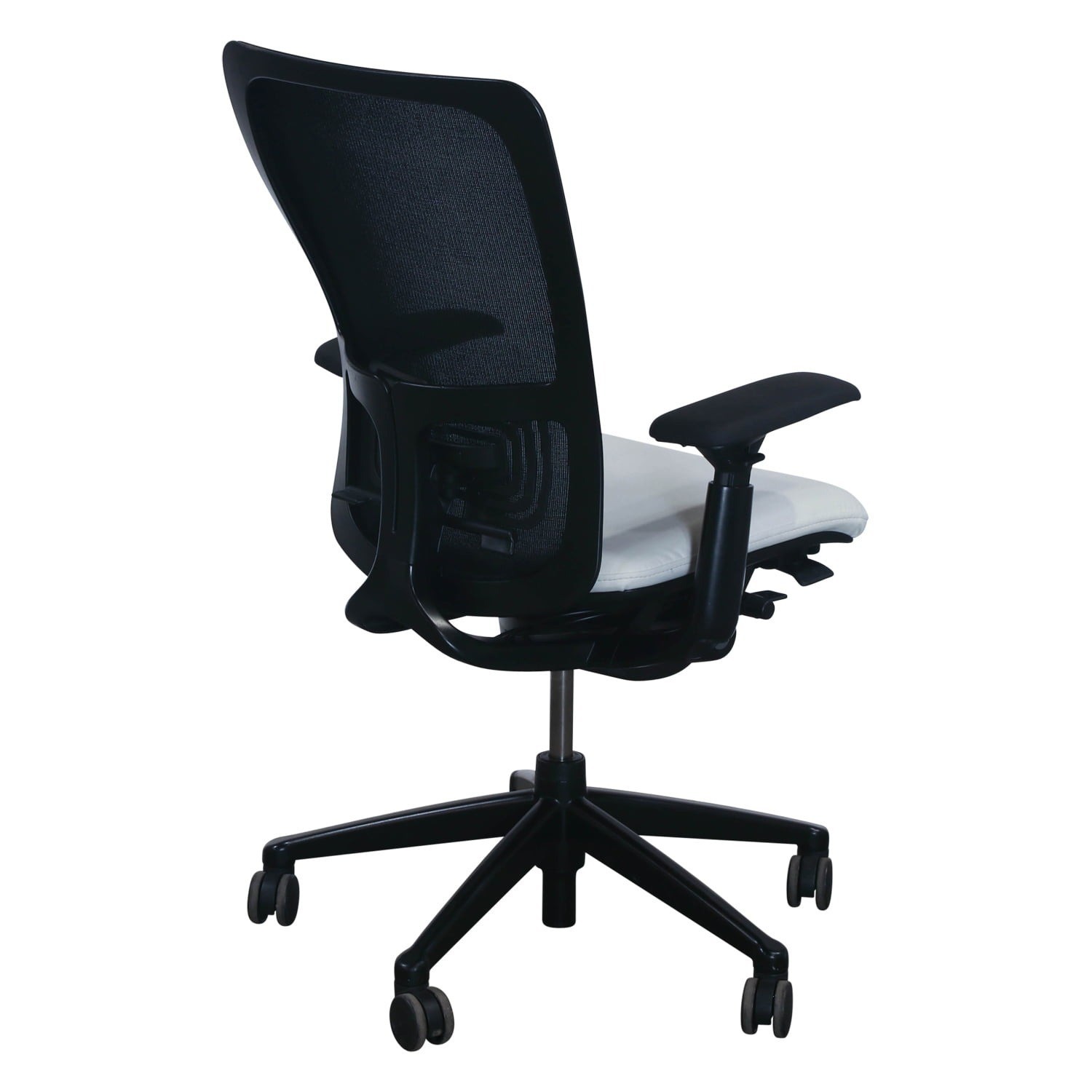 Haworth Zody Office Chair White PU Leather Seat Mesh Back Adjustable Ergonomic