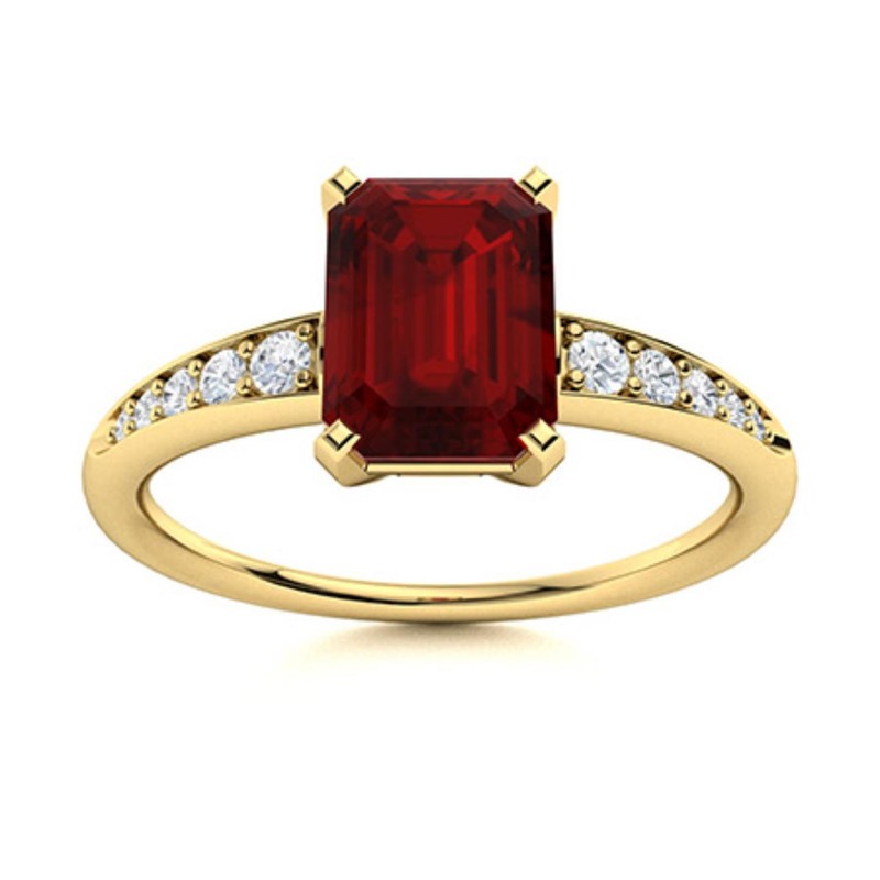 Emerald Cut Garnet Gemstone Sterling Silver Solitaire Valentines New Ring