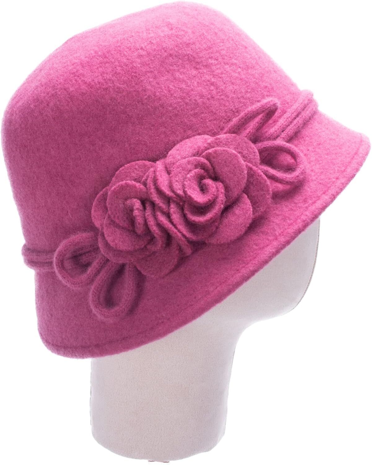 Lawliet Womens Retro Collapsible Soft Knit Wool One Size-X-Large, Dark Pink