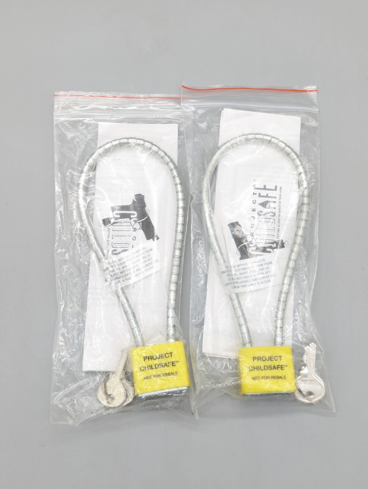 Project Child Safe Firearms Guns Weapons Cable Safety Locks Padlocks x 2