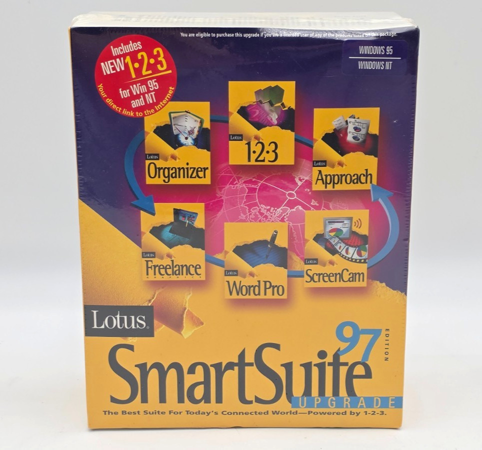 Lotus Smartsuite 97 1-2-3 Word Pro Approach Freelance Graphics Windows 95/NT New