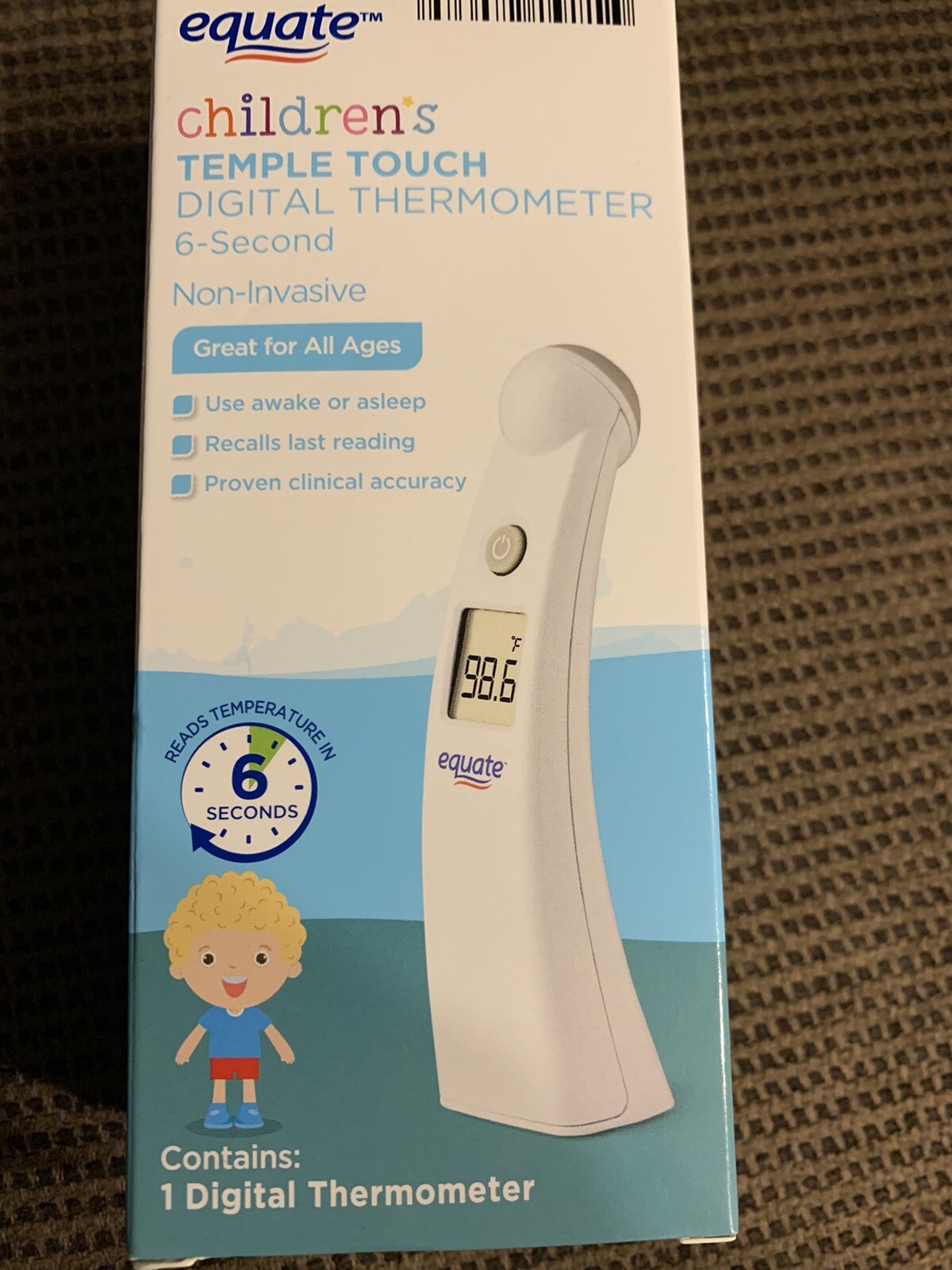 Equate Children's Temple 6 Second Digital Thermometer New