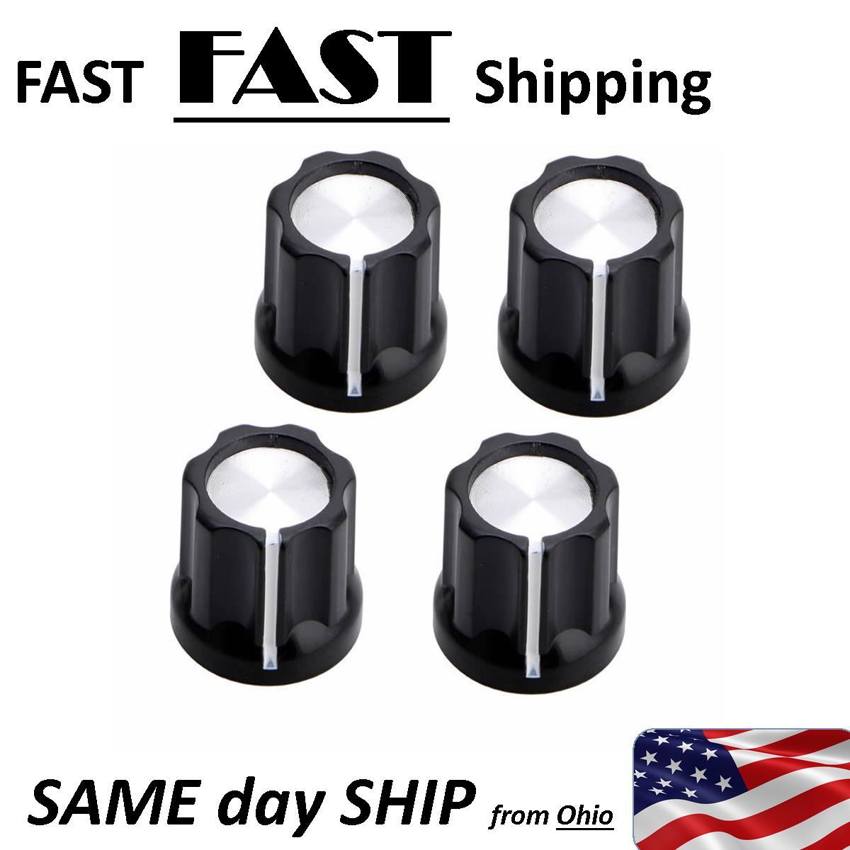 4X Shaft Hole Plastic Threaded Knurled Potentiometer Knobs 6mm
