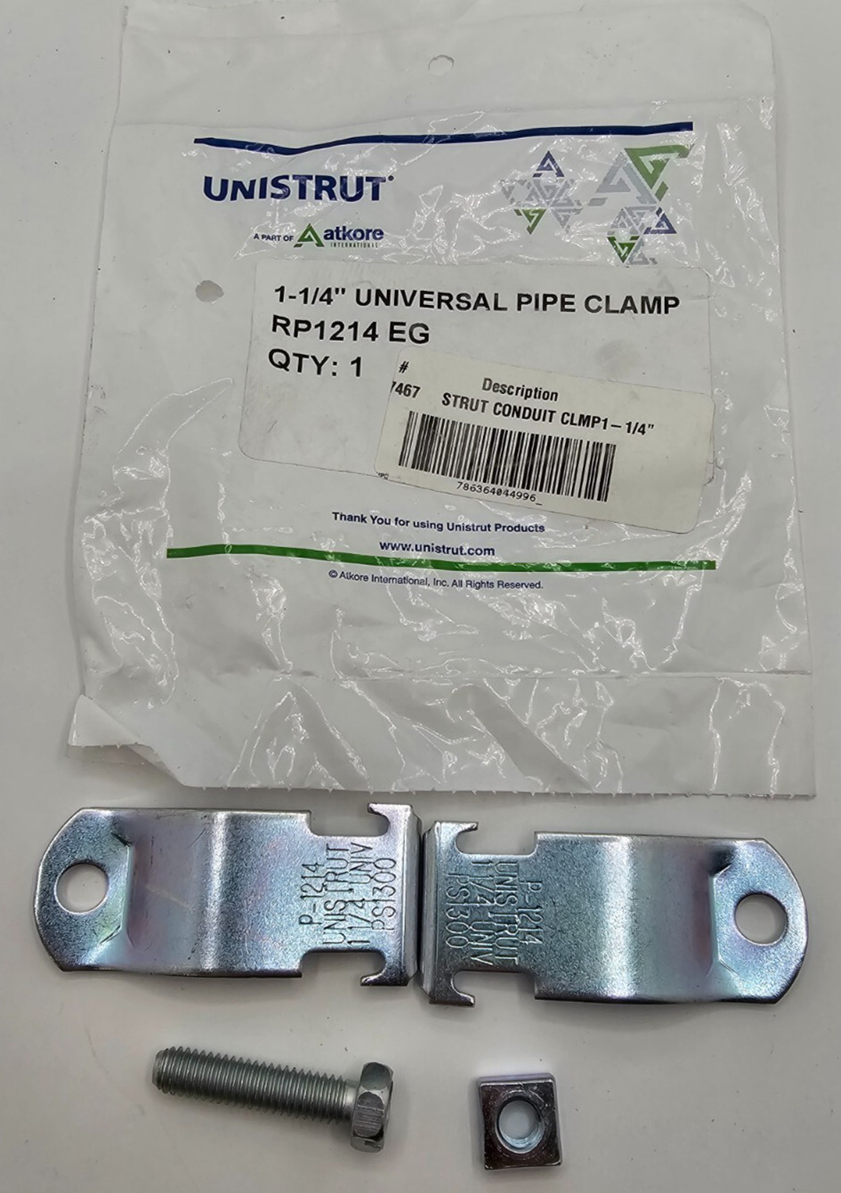 (QTY 5) Unistrut RP1214 EG Conduit Clamp EMT IMC Paintable Steel Metallic 1-1/4"